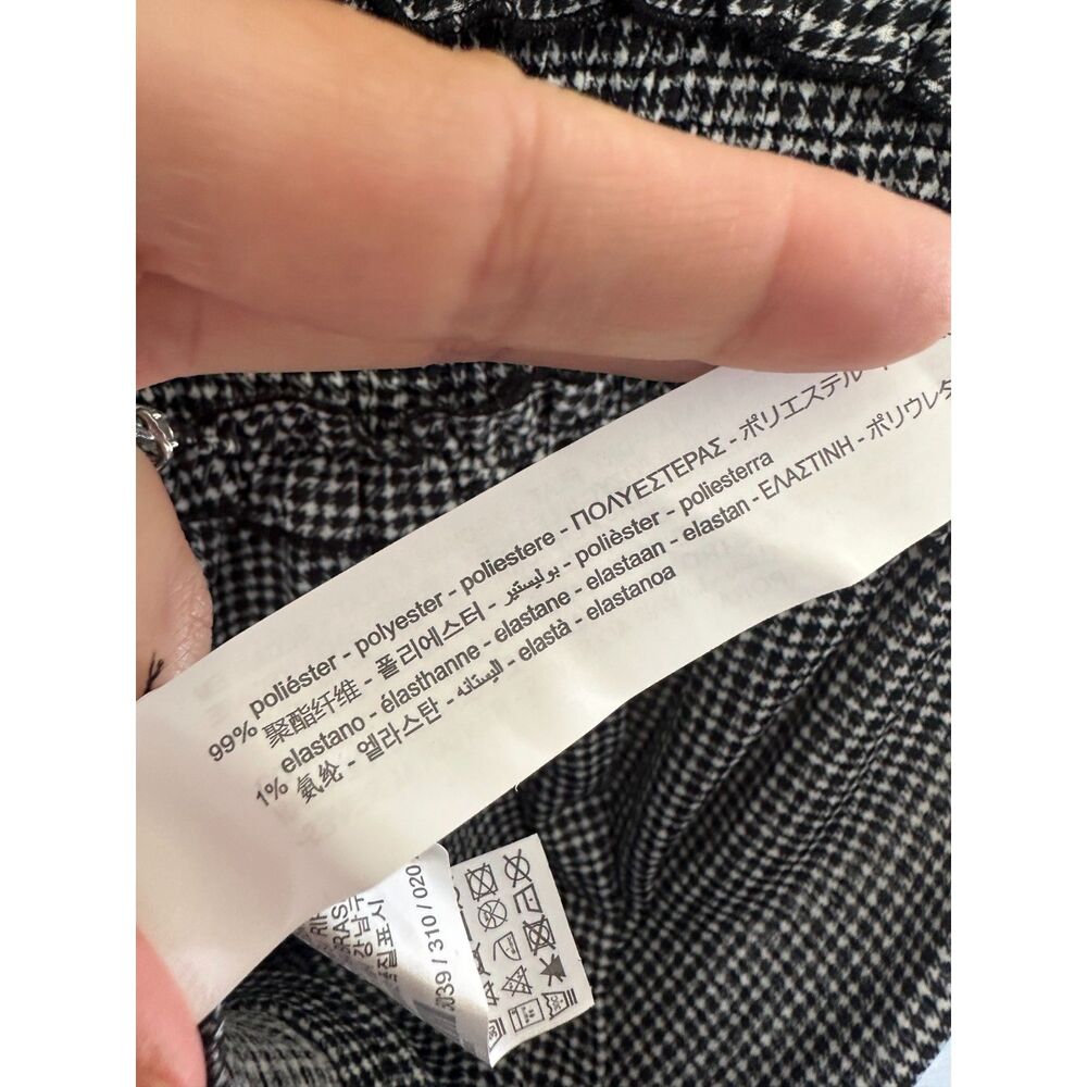 ZARA Smocked Gingham Black White Midi Dress NWT Size Large - Picture 7 of 8